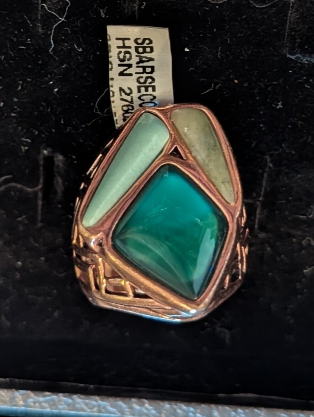 Barse Thai Genuine Mix Green Stone Geometric Ring, Vintage NWT,  Size 5